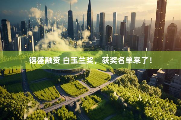 镕盛融资 白玉兰奖，获奖名单来了！